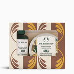 The Body Shop Shea product set with shower cream and body butter in a decorative box.